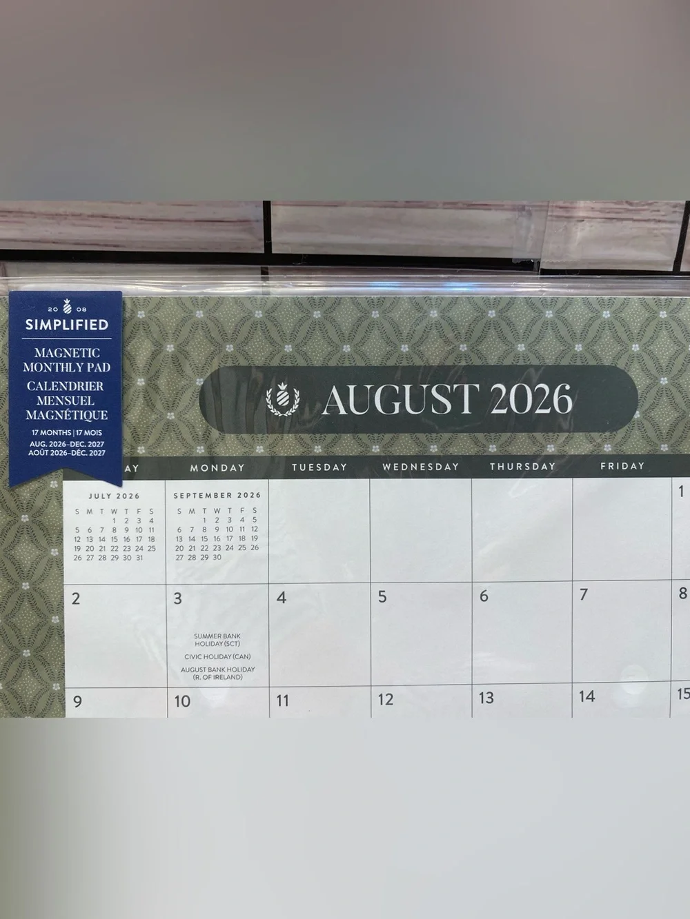 Simplified ❤️ 17-month 2027 Magnetic Monthly Pad Calendar New